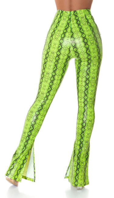 faux leather flared pants Animal Print Green